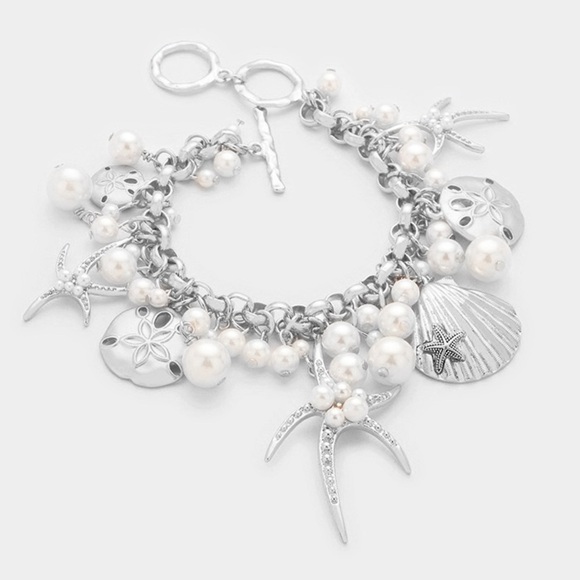 Pearl Embellished Sea Life Charm Bracelet - Picture 1 of 1